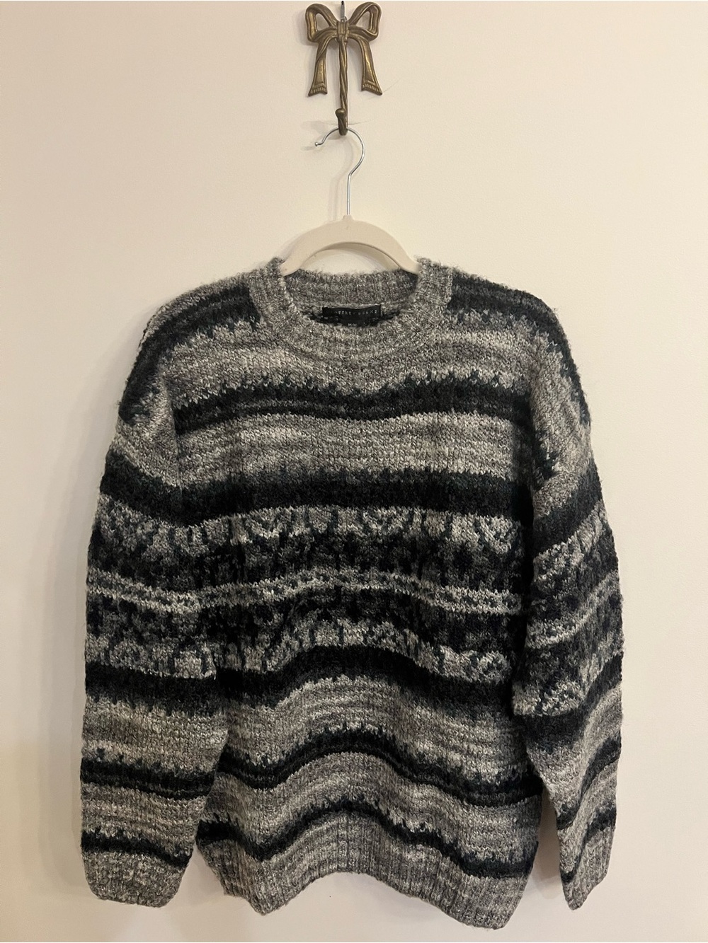 NWT VTG Geoffrey Beene Space-Dyed Wool Blend Sweater Gray Blue M 90s Grandpacore